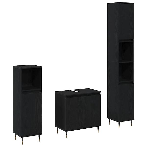 vidaXL Badezimmermöbel-Set 3-Tlg Schwarz Eichen-Optik 30 x 30 x 190 cm 3333 günstig online kaufen