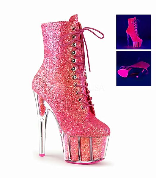 Glitter Plateau Stiefelette ADORE-1020G - Neon Pink (Schuhgröße: EUR 42) günstig online kaufen