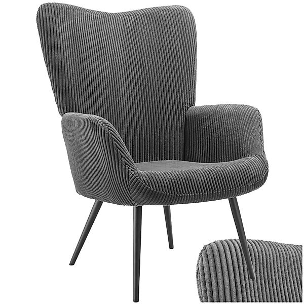 tectake Relaxsessel Sessel Hygge gepolstert, Bouclé-Stoff, günstig online kaufen