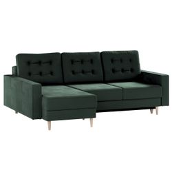 Ausklappbares Ecksofa Svein, dunkelgrün, 224x164x91, Polsterstoffe (RI38) günstig online kaufen