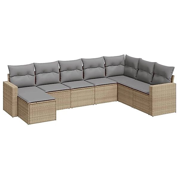 vidaXL 8-Tlg Garten-Sofagarnitur mit Kissen Beige Poly Rattan 3251696 günstig online kaufen