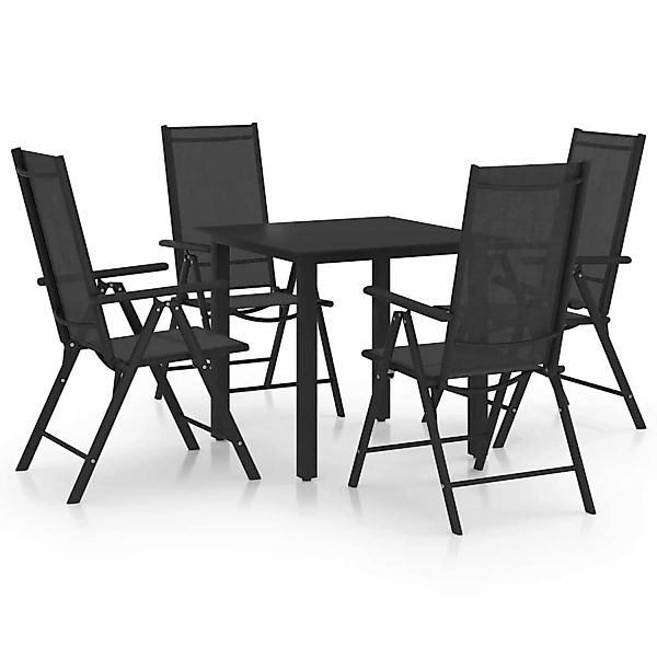 vidaXL 5-tlg Garten-Essgruppe Aluminium Schwarz Modell 3 günstig online kaufen