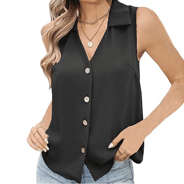 YRIIOMO Tanktop Sommer-Damenbekleidung, einfarbiges V-Ausschnitt, locker, günstig online kaufen