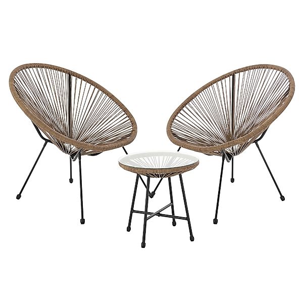 Svita Bali Balkon Möbel Set Lounge Garnitur Relax Egg-Chair Flecht-Design B günstig online kaufen