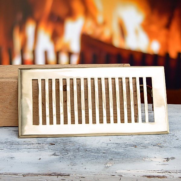 Antikas Wanddekoobjekt Lüftungsgitter, Kalt- Warmluftschacht, Messing günstig online kaufen