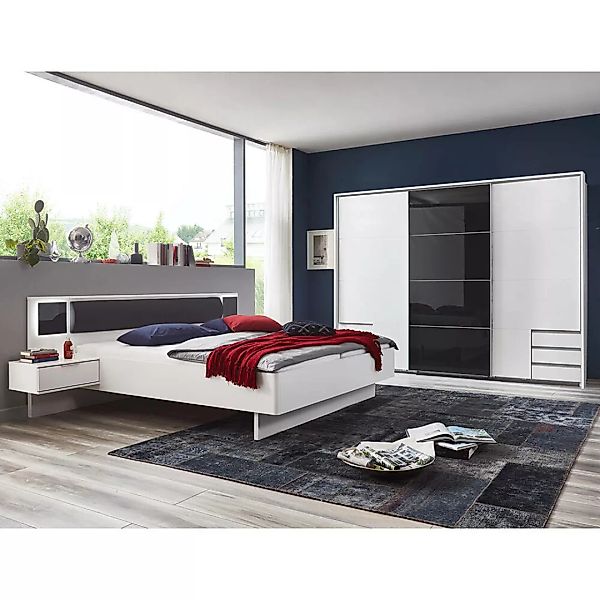Schlafzimmer Set 2-teilig VIESTE-43 mit Bett 180x200 in weiß mit graphit günstig online kaufen