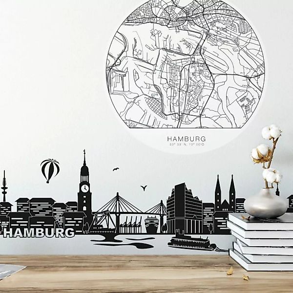 Wall-Art Wandtattoo "Hamburg Stadtplan entfernbar", (1 St.), selbstklebend, günstig online kaufen