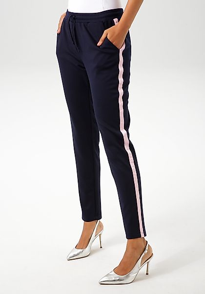 Aniston CASUAL Schlupfhose mit rosafarbenem Tape günstig online kaufen