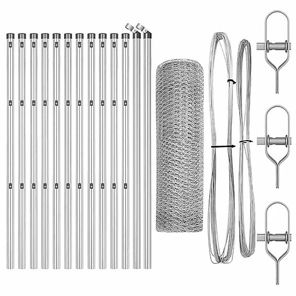 vidaXL Zaunpfosten Silber 25 x 0,8 m 13 mm Mesh Stahl 3352950 günstig online kaufen