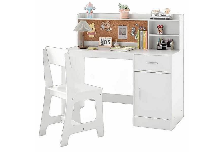 COSTWAY Kinderschreibtisch (2-St), mit Stuhl Set, mit Schubladen, ab 3 Jahr günstig online kaufen