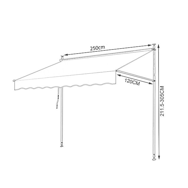 Clanmacy Klemmmarkise Klemmmarkise 250cm Balkonmarkise Markise günstig online kaufen