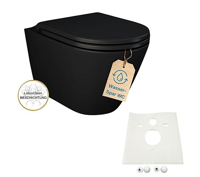 HGMBAD Tiefspül-WC NERO Tiefspül-WC hänge WC spülrandlos schwarz matt, Wand günstig online kaufen