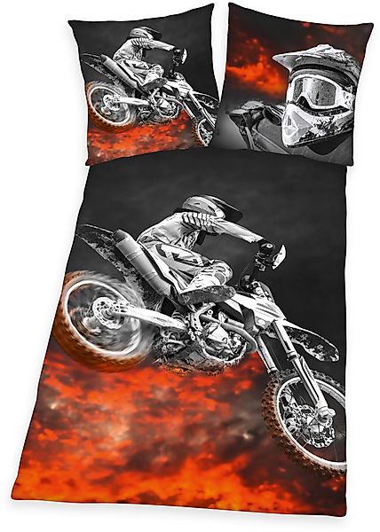 Herding Young Collection Jugendbettwäsche "Motorcross" 2 Stk. tlg. mit Moto günstig online kaufen
