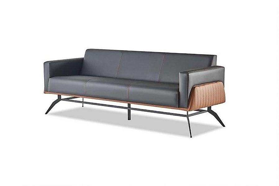 JVmoebel 3-Sitzer Sofa Sitzmöbel Leder Schwarz Braun 3-Sitzer Sofa Modern L günstig online kaufen