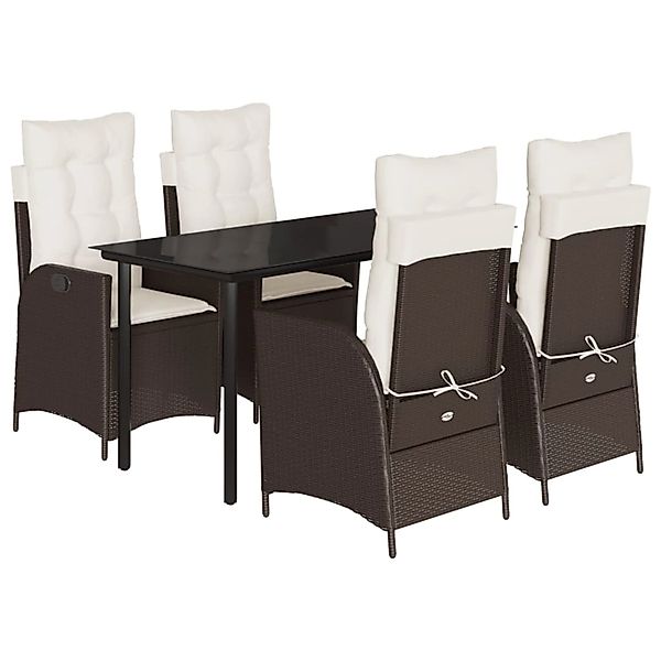 vidaXL 5-Tlg Garten-Essgruppe mit Kissen Braun Poly Rattan 3213207 günstig online kaufen