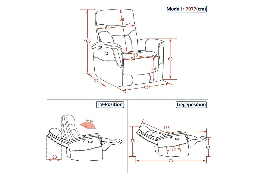 MCombo Relaxsessel M MCombo Relaxsessel mit 160° Liegefunktion, Wohnzimmer günstig online kaufen