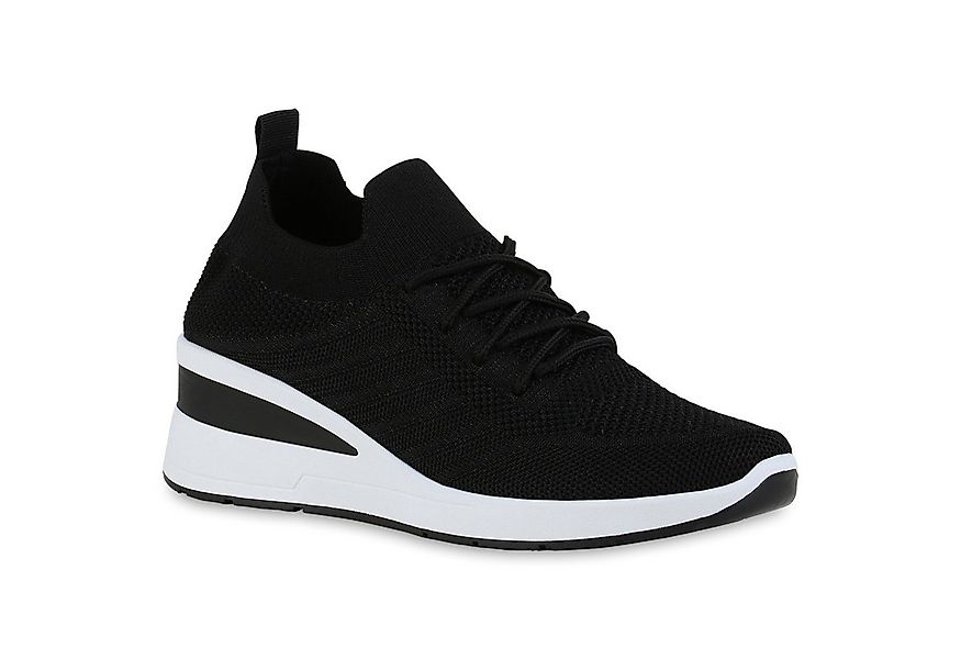 VAN HILL 840166 Wedgesneaker Damen Sneaker Wedges Schnürer Strick Profil-So günstig online kaufen