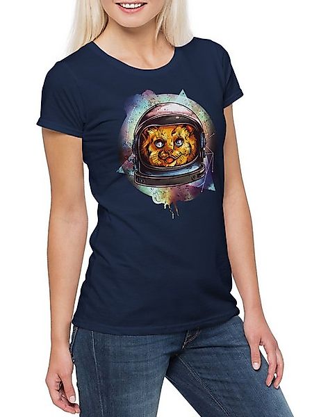 Urban Backwoods Print-Shirt Space Cat I Damen T-Shirt Raumfahrt Astronaut K günstig online kaufen