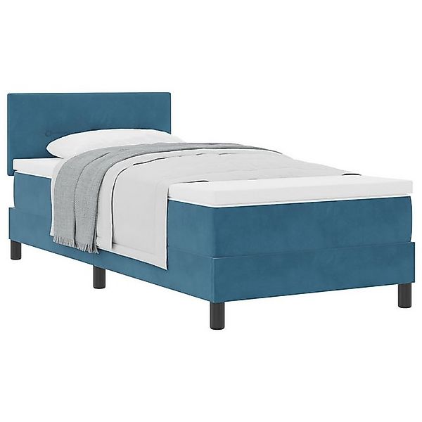 vidaXL Bett Boxspringbett mit Matratze Dunkelblau 100x200 cm Samt (1-tlg) günstig online kaufen