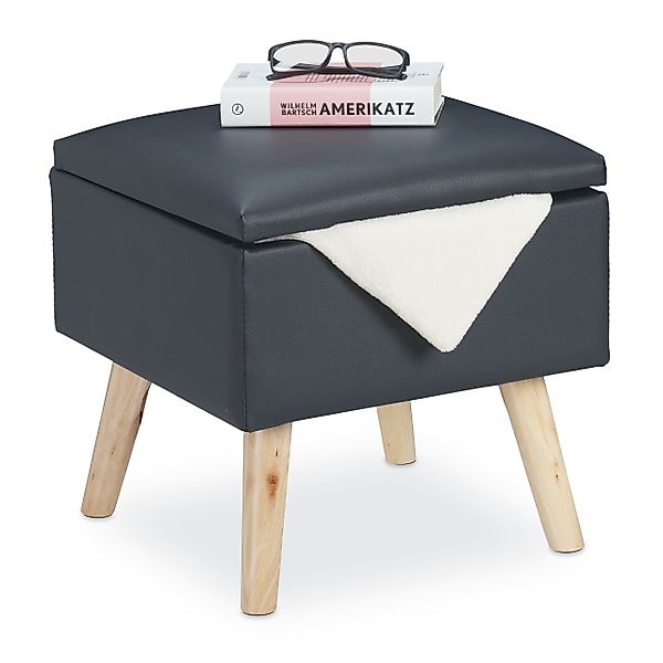 relaxdays Stauraumhocker Sitzhocker mit Stauraum Kunstleder, günstig online kaufen