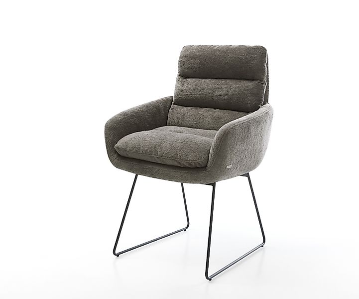 Esszimmerstuhl Abelia-Flex mit Armlehnen Bouclé Soft Schlamm Kufengestell S günstig online kaufen