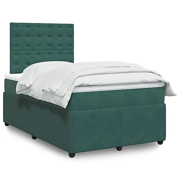 vidaXL Boxspringbett mit Matratze Dunkelgrün 120x190 cm Samt 3294601 günstig online kaufen