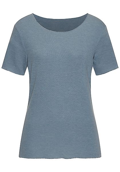 LASCANA Rundhalsshirt "mit feiner Glitzereinfassung", aus weichem Viskose-F günstig online kaufen