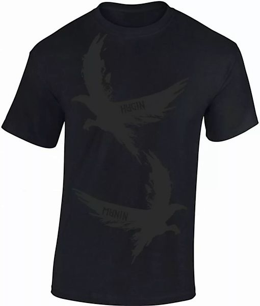 Baddery Print-Shirt Wikinger Tshirt, "Hugin und Munin Rabe", Viking Shirt M günstig online kaufen