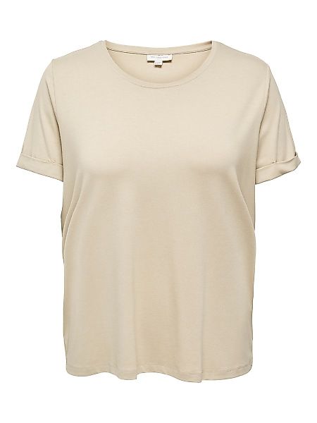 ONLY Einfarbiges Curvy T-shirt Damen Beige günstig online kaufen