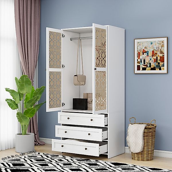 OKWISH Kleiderschrank Garderobe Garderobenschrank (mit Schnitzmuster günstig online kaufen