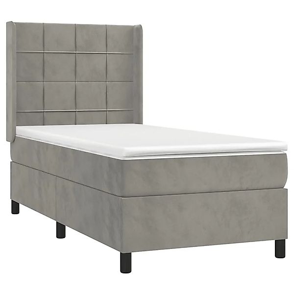 vidaXL Boxspringbett mit Matratze & LED Hellgrau 100x200 cm Samt 3139547 günstig online kaufen