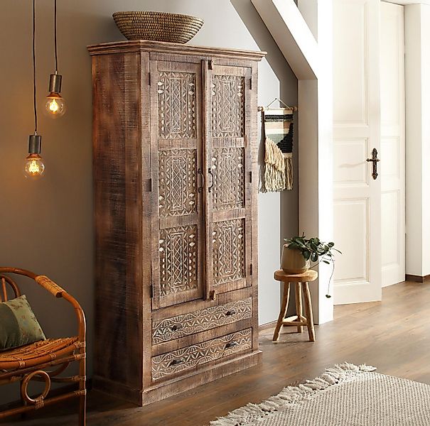 OTTO home Kleiderschrank "Maneesh" aus massivem Mangoholz und vielen Staura günstig online kaufen