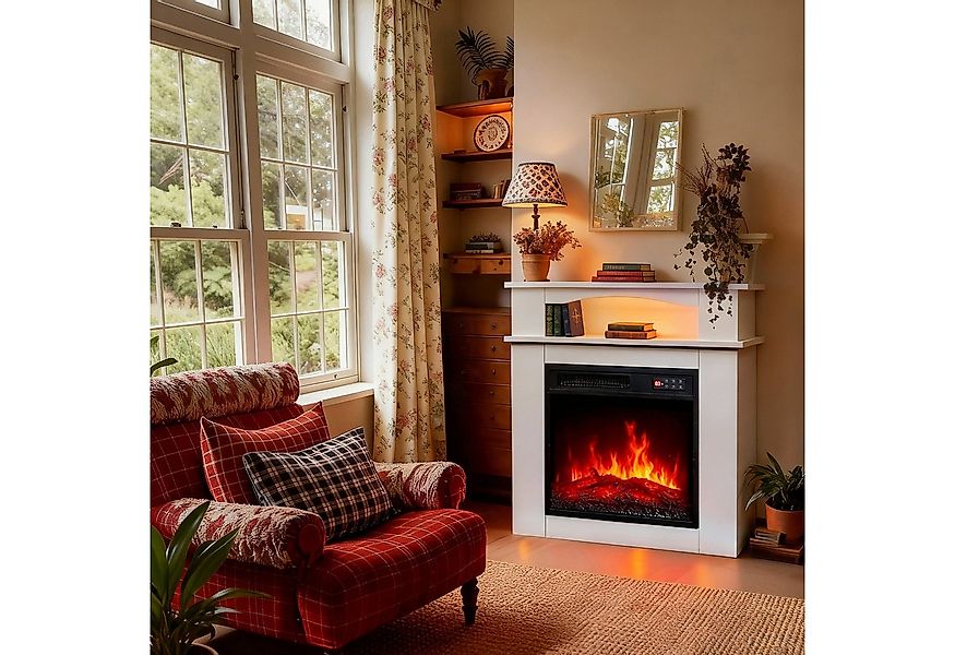 HOMAVO Elektrokamin mit Schrank, 18" 900W/1800W Elektrokamin mit Heizung, 3 günstig online kaufen