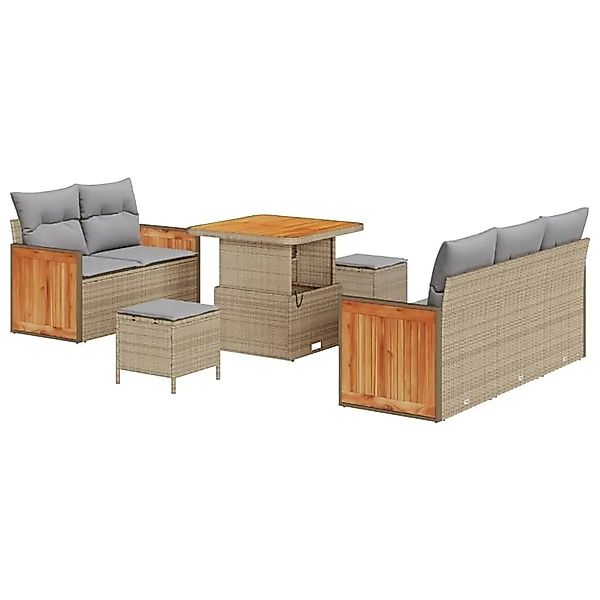 vidaXL Gartensofa-Set mit Kissen 10 Stk Beige und Hellgrau Poly-Rattan 3365 günstig online kaufen