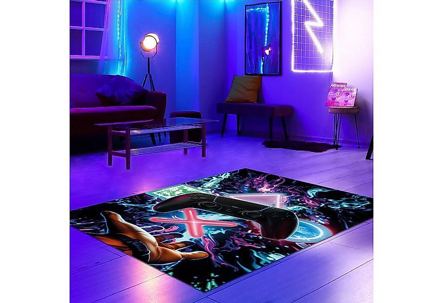 Carpetia Teppich Gaming-Teppich mit lebendig-bunten neon-farben, rechteckig günstig online kaufen