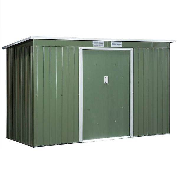 Outsunny Gerätehaus mit Lüftungsfenster Stahl Hellgrün 280 x 130 x 172 cm günstig online kaufen