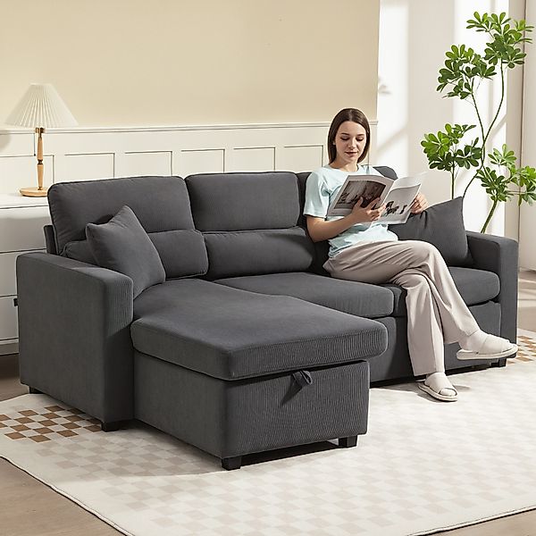 HOMCOM Ecksofa Sofa mit Schlaffunktion, Ecksofa günstig online kaufen