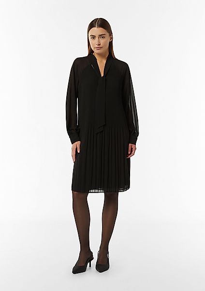 Comma Minikleid Plissiertes Chiffon-Kleid mit Schleifen-Detail günstig online kaufen