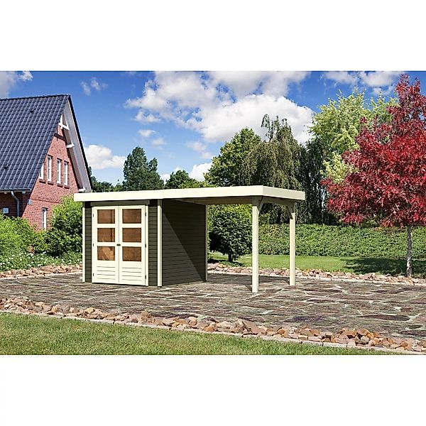 Karibu Holz-Gartenhaus Raala Terragrau Pultdach Lackiert 209 cm x 213 cm günstig online kaufen