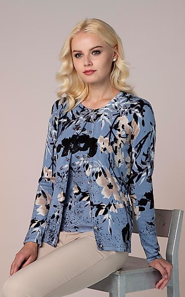 Passioni 2-in-1-Strickjacke Twinset mit zartem Blumenprint günstig online kaufen