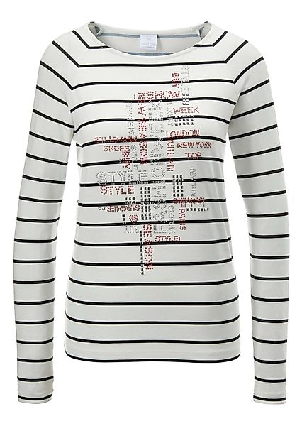 MADELEINE Langarmshirt Ringel-Shirt mit glitzernden Schmucksteinen günstig online kaufen