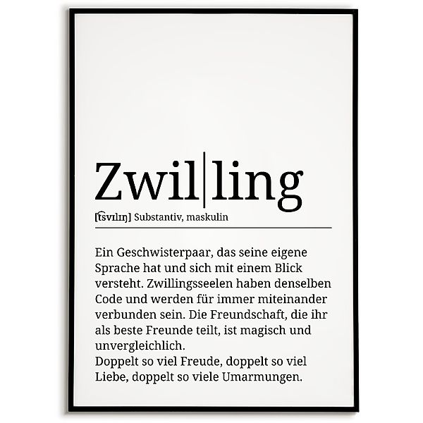 Tigerlino Poster Zwilling Definition - Geburtstag günstig online kaufen