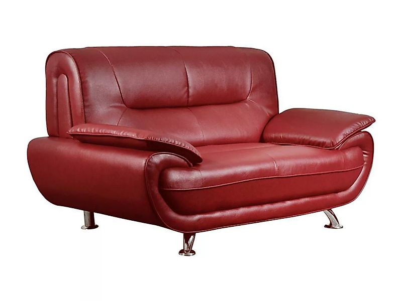 Sofa 2-Sitzer - Kunstleder - Rot - NIGEL günstig online kaufen