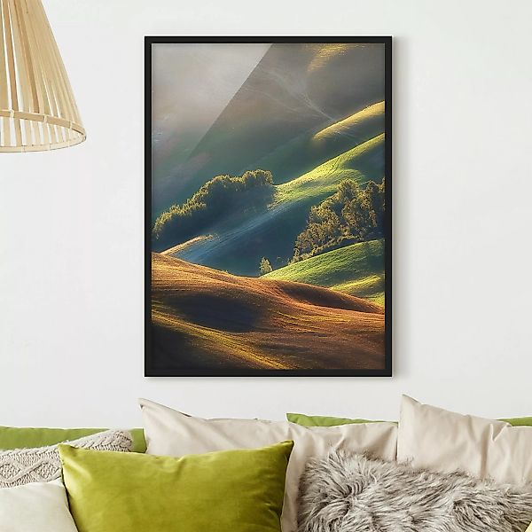 Bild mit Rahmen Natur & Landschaft - Hochformat Toskana am Morgen günstig online kaufen