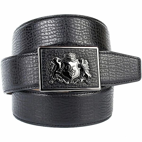 Anthoni Crown Ledergürtel mit Anthoni Crown Wappen, Lochmuster am Rand günstig online kaufen