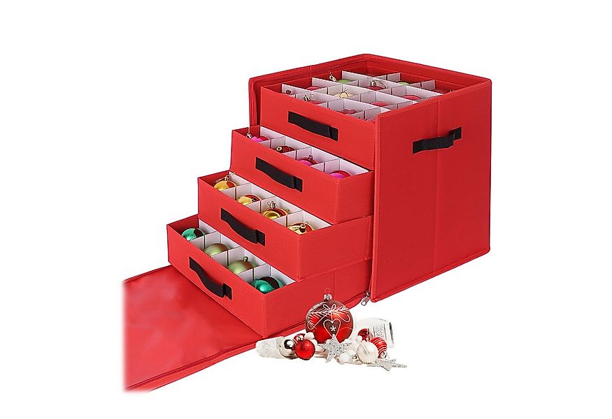 relaxdays Aufbewahrungsbox Weihnachtskugel Aufbewahrungsbox, rot günstig online kaufen