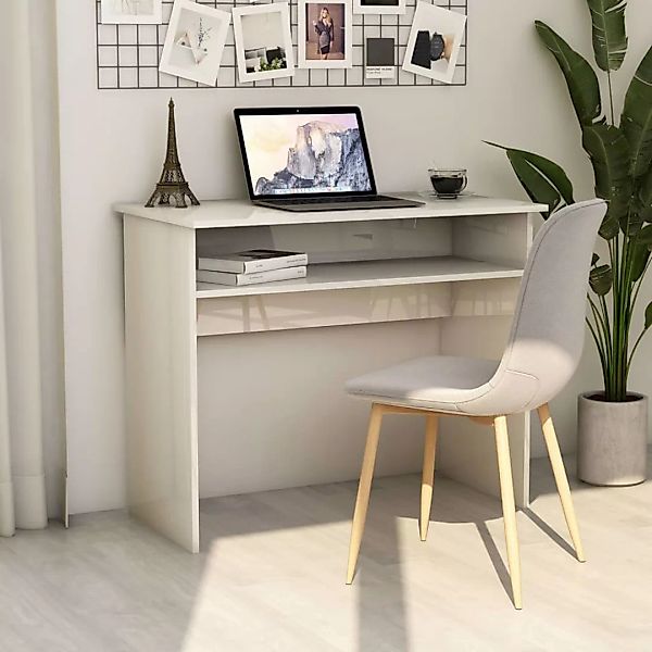 Schreibtisch Hochglanz-weiß 90ã50ã74 Cm Spanplatte günstig online kaufen