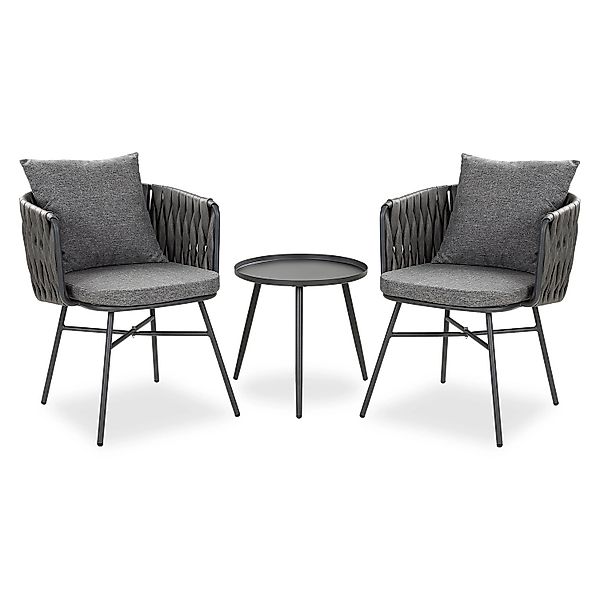 Homestyle4u Gartenmöbel Set 3-tlg. in Grau 2445 günstig online kaufen