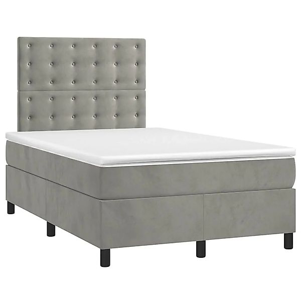 vidaXL Boxspringbett mit Matratze Hellgrau 120x200 cm Samt 3143253 günstig online kaufen