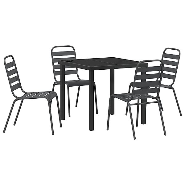 vidaXL Garten Essgruppe 5-Tlg Dunkelgrau Stahl 3379297 günstig online kaufen